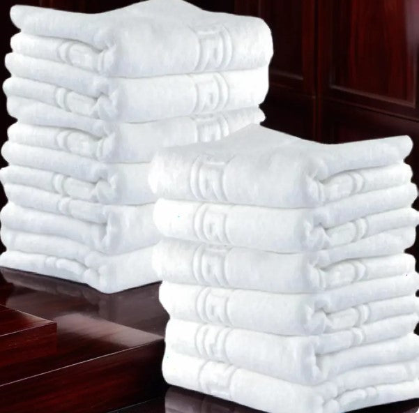 Set 24 Prosoape de baie hoteliere premium, bumbac 100%, densitate 650gr/mp,  50×90 cm, model greek border, alb