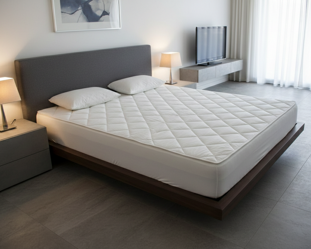 Protecție Premium de saltea din Lână Merino 650 g/mp, alb