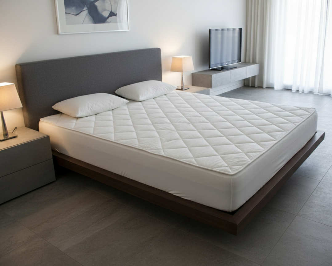 Protecție Premium de saltea din Lână Merino 650 g/mp, alb