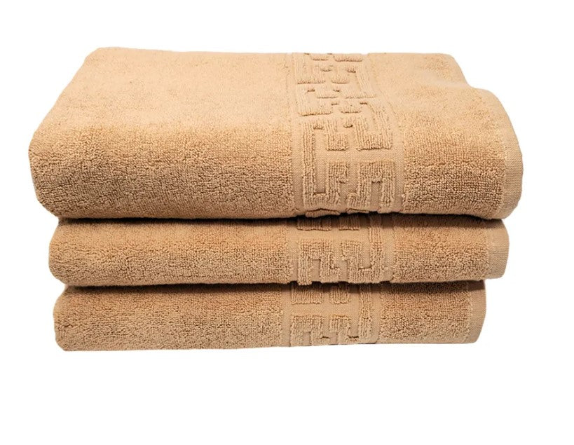 Set Family 4 Prosoape de baie si Covoraș de baie, densitate 500gr/mp si 750gr/mp, bumbac 100%, model Greek border