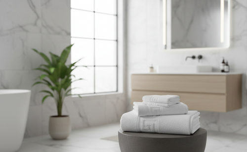 Prosop de baie premium, bumbac 100%, model Greek border