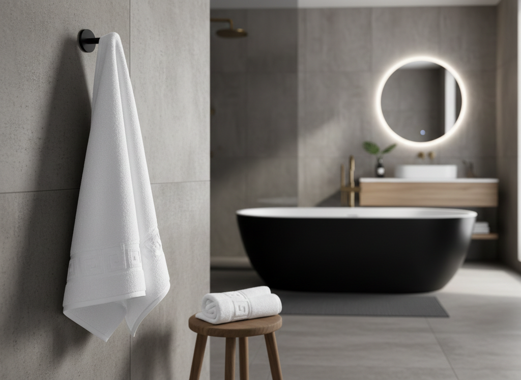 Prosop de baie premium, bumbac 100%, model Greek border