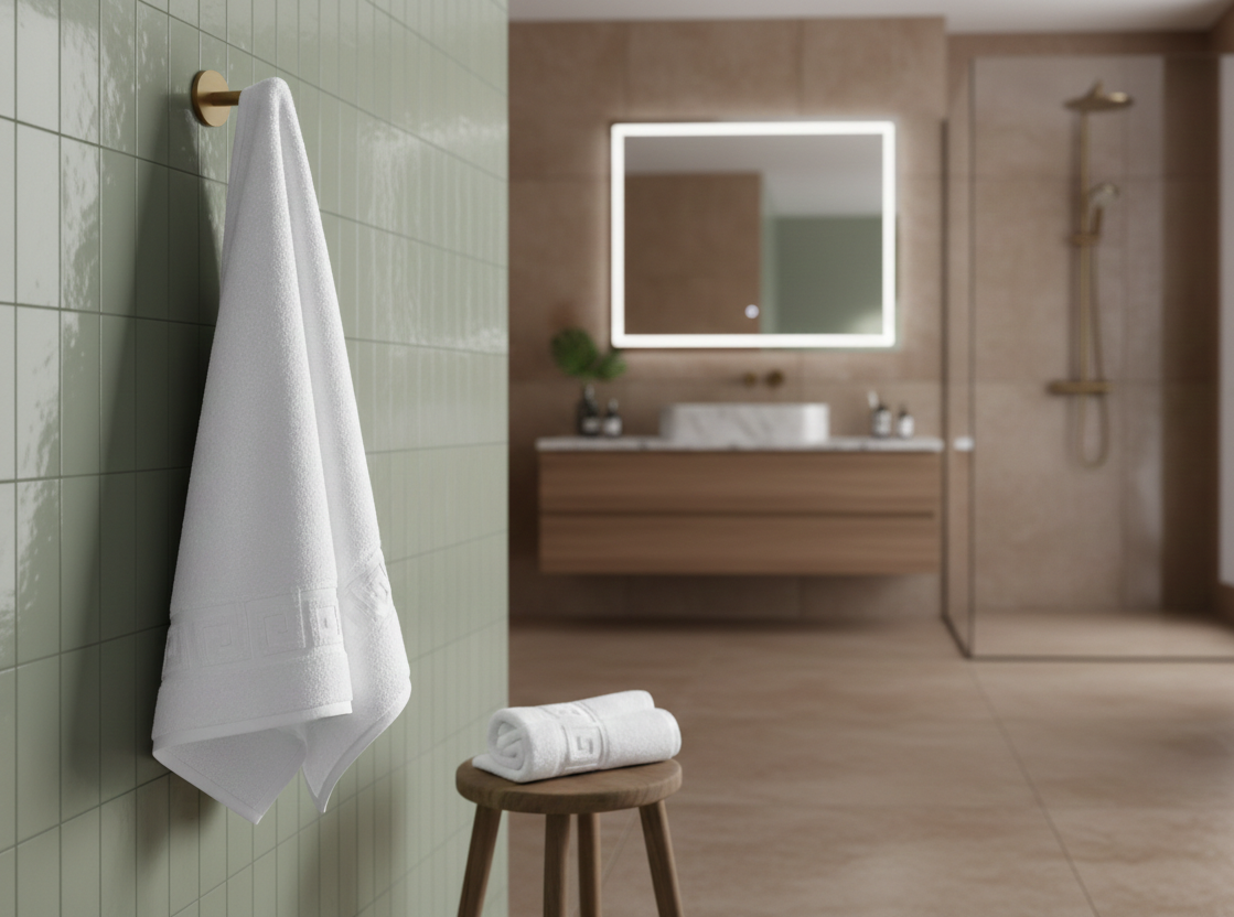 Set 3 Prosoape de baie, bumbac 100%, model Greek border