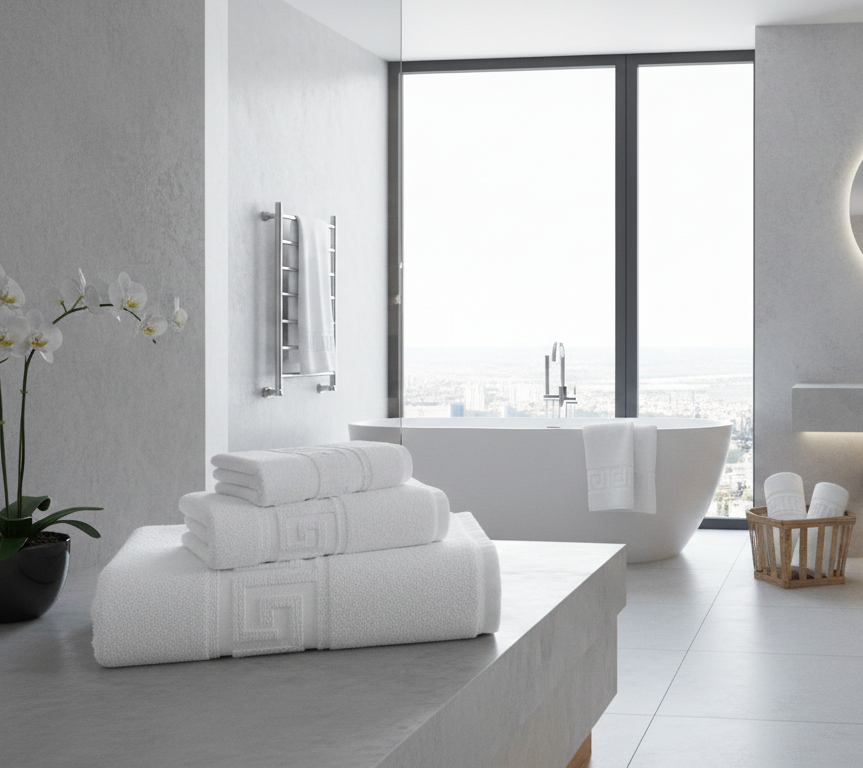 Set 3 Prosoape de baie, bumbac 100%, model Greek border