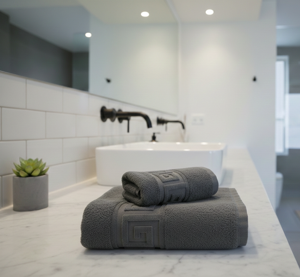 Set 3 Prosoape de baie, bumbac 100%, model Greek border