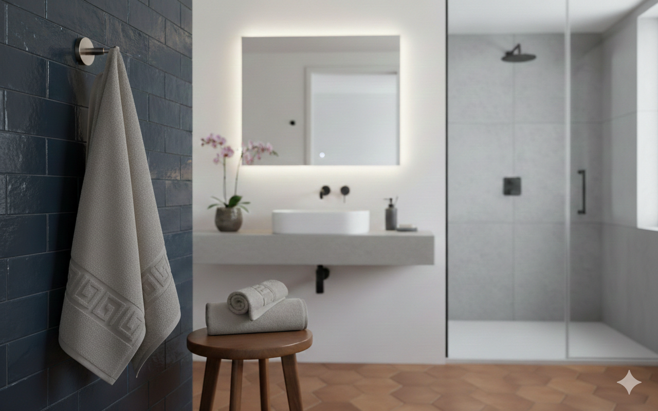 Set 3 Prosoape de baie, bumbac 100%, model Greek border