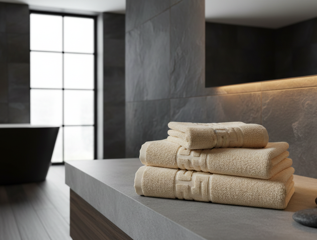 Prosop de baie premium, bumbac 100%, model Greek border