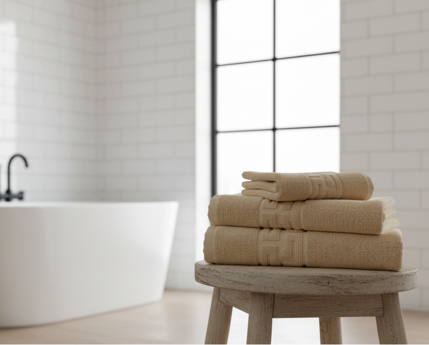 Set 3 Prosoape de baie, bumbac 100%, model Greek border