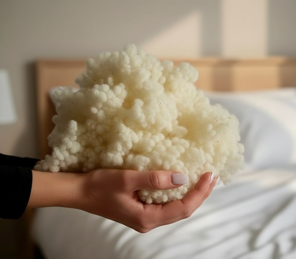 Pernă Premium din Lână Merino 50×70 cm, 900 g, alb