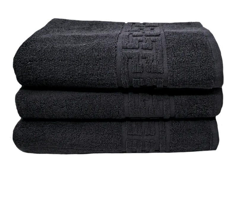 Set Family 4 Prosoape de baie si Covoraș de baie, densitate 500gr/mp si 750gr/mp, bumbac 100%, model Greek border