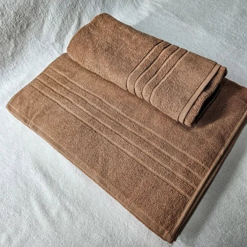 Set 4 prosoape de baie, densitate 500gr/mp, bumbac 100%, 50x90cm, maro