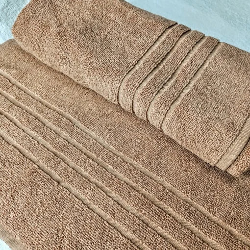 Set 4 prosoape de baie, densitate 500gr/mp, bumbac 100%, 50x90cm, maro