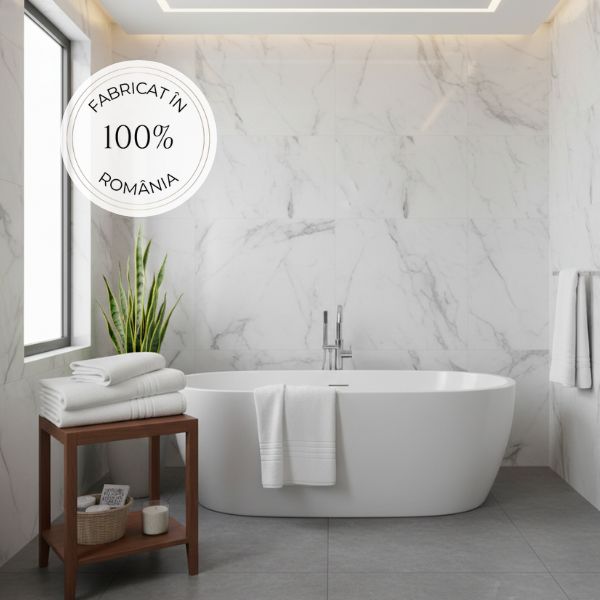 Set 4 prosoape de baie, densitate 500 g/mp, bumbac 100%, 50x90cm si 70x140 cm,  alb